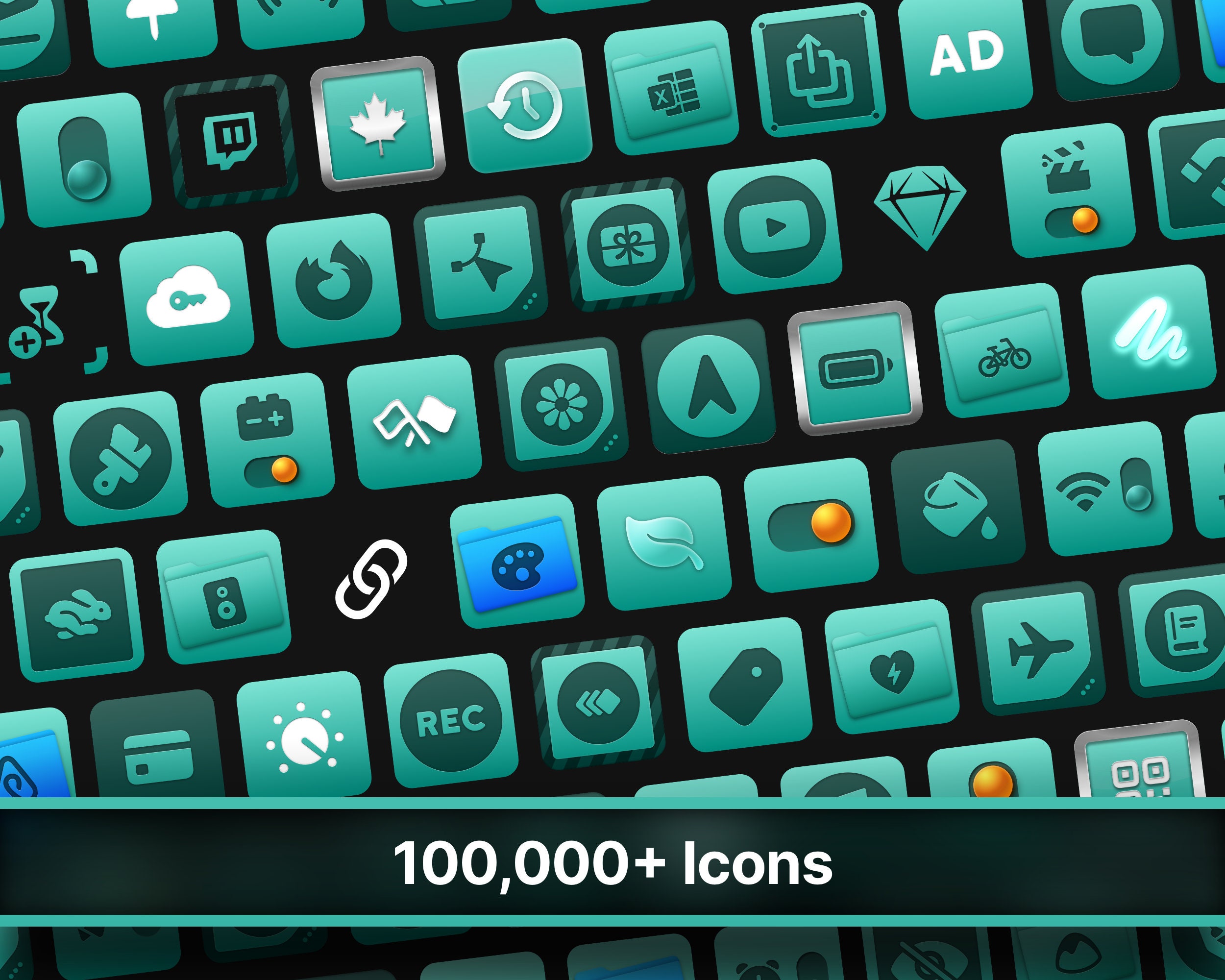 100,000 Stream Deck Icons, Spectrum // CANDY TEAL For Stream Deck mini