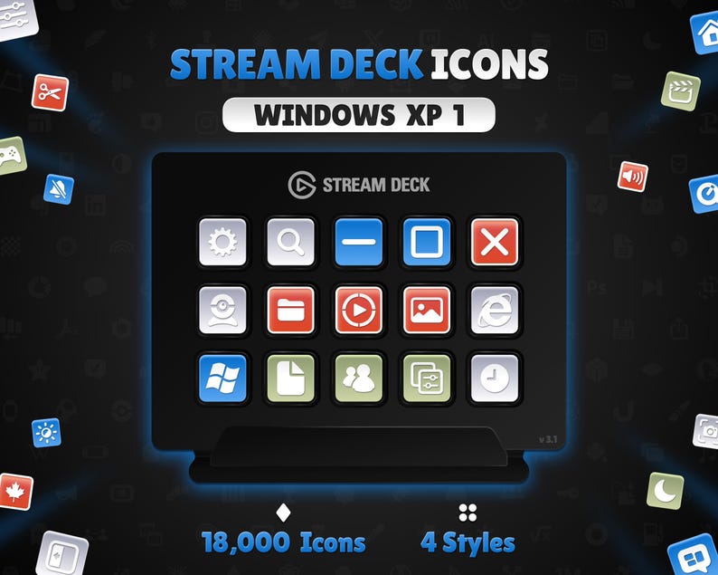 Windows Xp Stream Border Windows XP 1 ~ 18,000 Stream Deck Icon Pack, PNG - Etsy