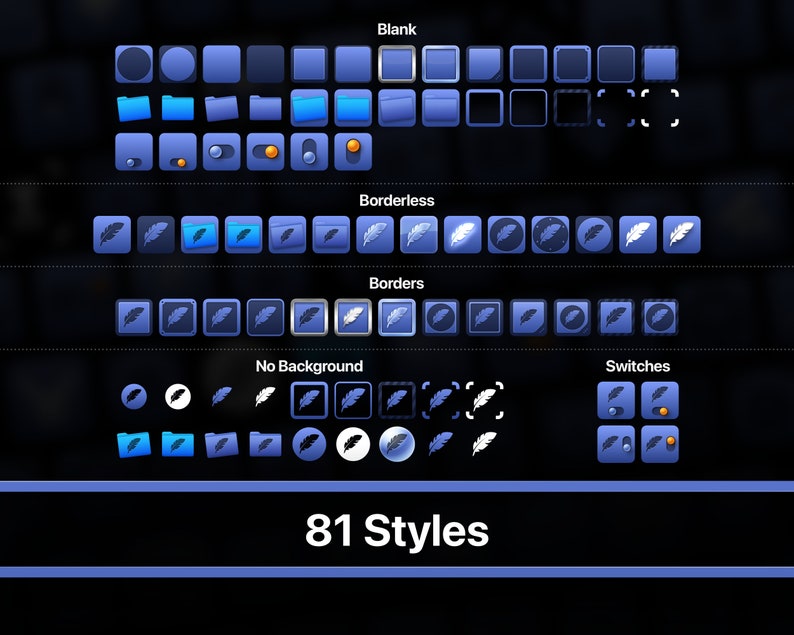 Borderless Shape Light Blue Stream Deck Icon Pack, PNG - Etsy