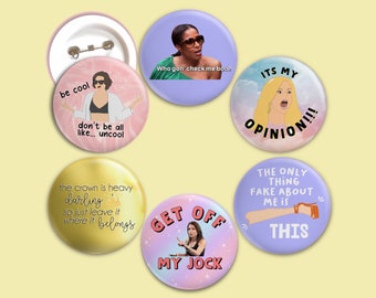 Badges Accessories Gifts 1990/'s Flair 2.25 Pin Back Buttons Party Favors Custom Beverly Hills 90210 Inspired Pin Back Button