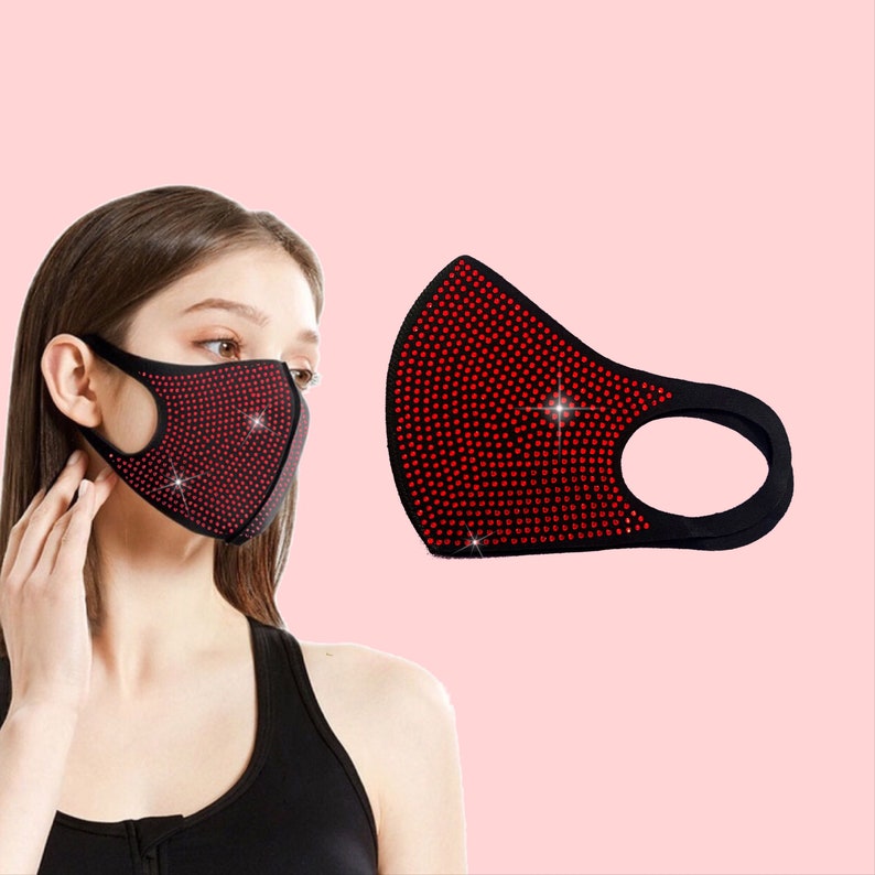 Bling Rhinestone Face Masks Bedazzled Jewel Face Mask Unisex Etsy