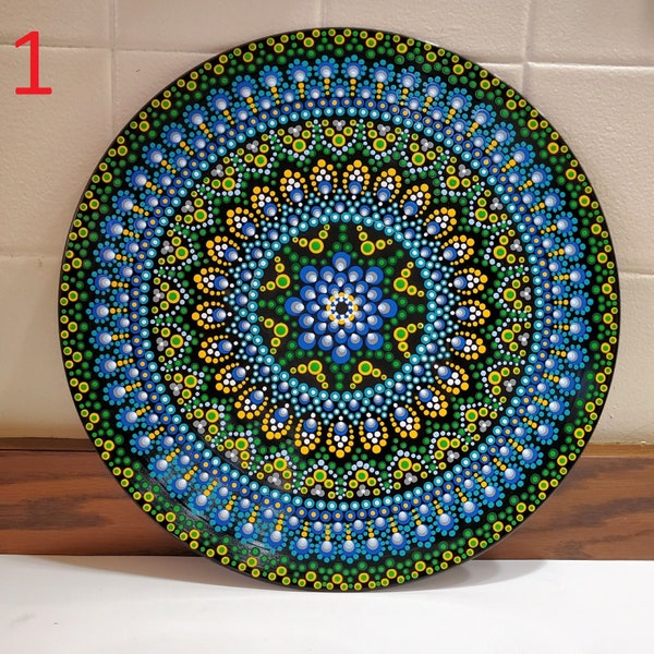 Mandala Dot Painting on 12" Vinyl Record (different design and color options)