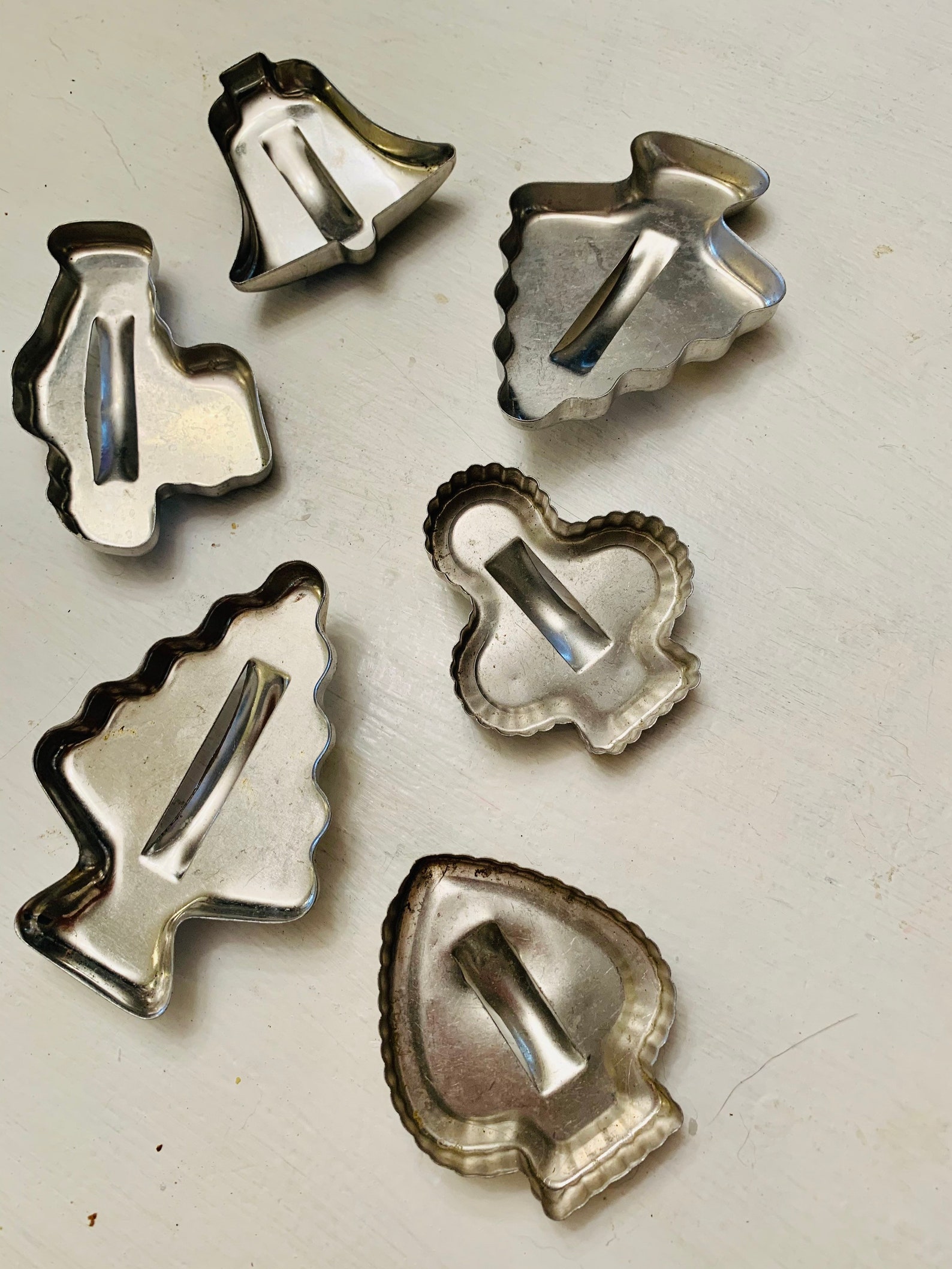 Metal Cookie Cutters, Set of Six Cutters, Retro Baking Tools, Kitchen