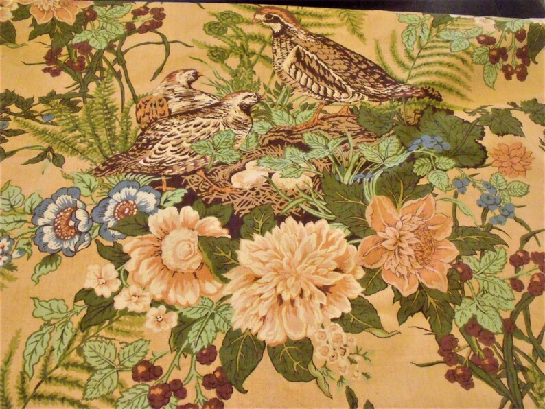 Cotton Fabric Quail Print Drapery 1 Yard Retro Fabric 54 Etsy