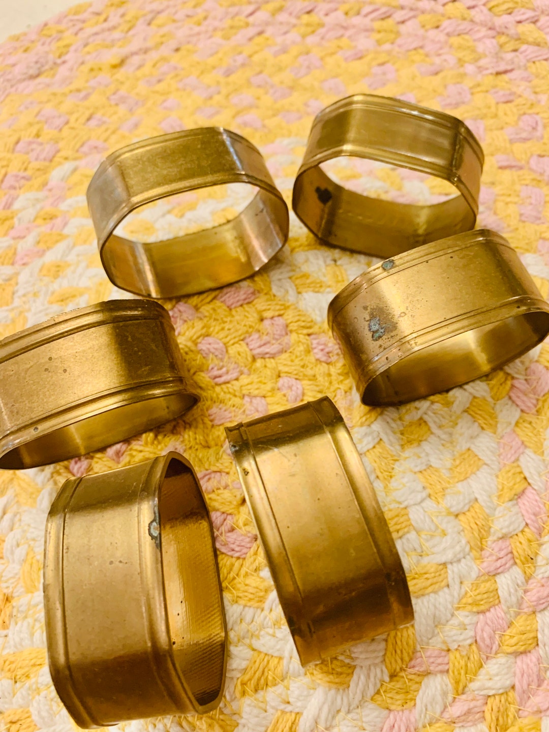 Vintage Brass Napkin Rings, Set of 6, Mid Century Kitchen Chic. Etsy