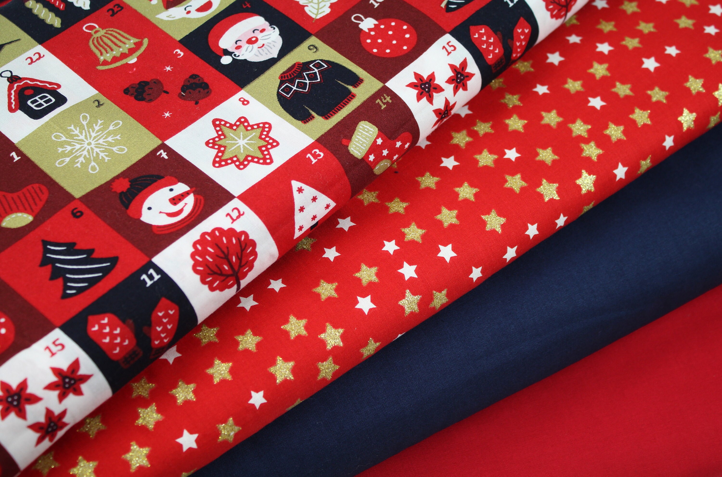 Stoffpaket Weihnachten Baumwolle rot blau gold Etsy