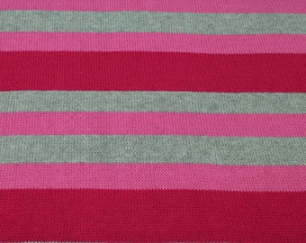 Strick Streifen Baumwolle rosa pink grau