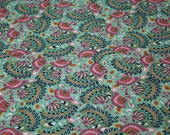 Baumwolljersey  floral mint rot