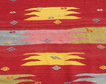 Vintage Turkish Kilim Rug | Handmade Wool Area Rug
