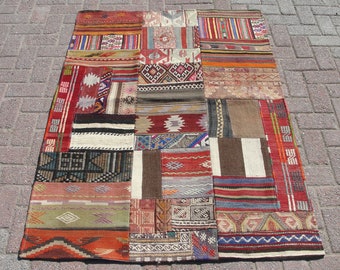 2.7 feet Wool and Handmade Turkish Patchwork Rug 8