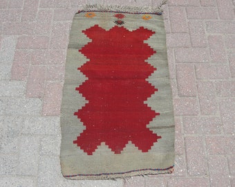 Small Kilim Rug | rug for Living room | Bohemian kilim |Tapis | 1.11 x 3.4 ft | Teppich Kelim | Doormat |