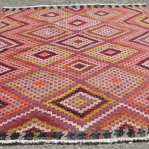 6x9 Handmade Kilim Vintage Area Rug - Turkish rug kilim, Area Kilim, 6.3 x8.10 ft, rugs for living room, bohemian kilim rug, kelim Teppich,