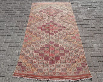 4x8 Kilim Rug, Vintage Turkish rug, rugs, 3.7 x 8 ft, area rug, rug, bohemian rug, turkish kelim, Teppich, decorative rug, small office rug