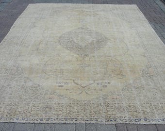 9x13 Oversized Turkish Area rug, Vintage anatolian wool rug, home living floor rugs,  Free Shipping oushak carpet rug, 9.5x12.8 ft, Teppich,