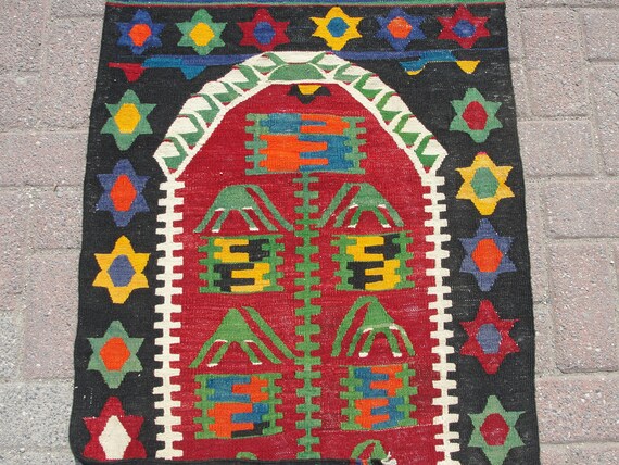 キリム ヴィンテージラグ、2.4 x 3.11フィート、エリアラグ