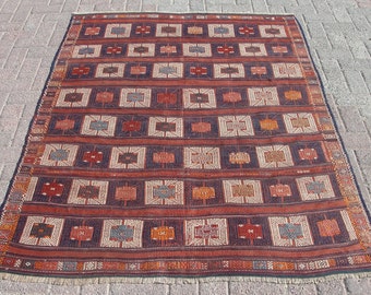 Rare kilim rug,  Kelim Teppich, tapis, Area Rug, 4.8 x 6.1 ft, rugs for living room, kitchen area rugs,