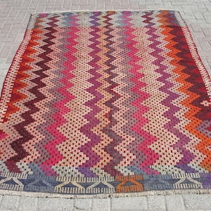 carpet Rug | Area rug 5x8 | Turkish kilim rug | Living room Rug | Bohemian kilim rug | Large Rug | 5.5 x 8.4 ft | Kelim Teppich