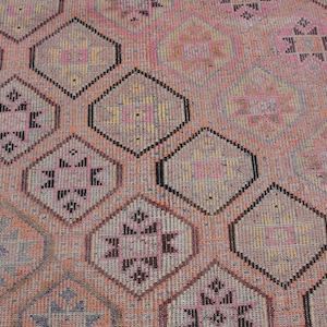 Floral design Large Turkish Kilim - Vintage kilim, kilim rug, 6 x 9.7 ft, bohemian kilim rug, large living room rug, bedroom rugs image 16