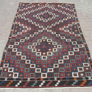 5x8 Kilim Rug, area rug, 4.6 x 8 ft, bohemian kilim rug, Vintage Turkish kilim, bohemian, Turkish rug, home decor, Kelim Teppich