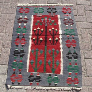 Alfombra Kilim de 3x4 pies, 2,7x3,8 pies, Kilim turco, Alfombra Kilim bohemia, Alfombra para sala de estar, Alfombras hechas a mano