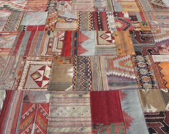 8x10 Oversized Patchwork Kilim Rug - rugs for living room