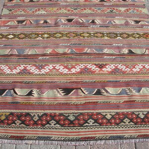 Rare Large Turkish kilim rug, Kelim Teppich, Tappeto, tapis, Area Rug, 5.4 x 7.11 ft, image 3