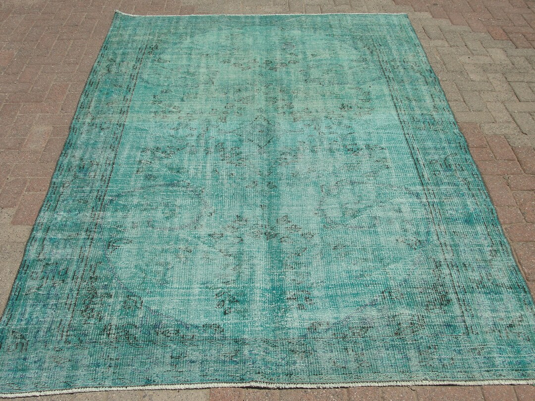 6x9 Blue Overdyed Rug, Vintage Area Large Rugs, Oversize Area Rug, Rug