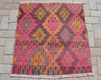 Small Kilim Rug | rug for Living room | Bohemian kilim |Tapis | 2.9 x 3 ft | Teppich Kelim | Doormat |