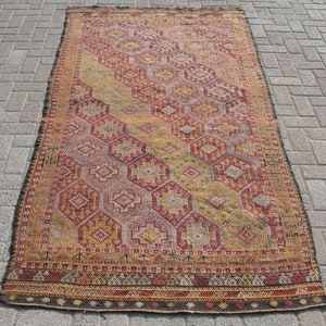 Medium Kilim Rug, 4.2 x 8.7 ft, Vintage Kilim Rug, Bohemian Rug, Turkish Kilim, Rugs for living room, Tapis, Teppich kelim,