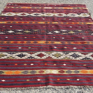5X8 RUGS - Turkish Kilim Rug - 5&#39;9&quot;x7&#39;11&quot; Ft - Decorative Kilim Rug - Vintage Kilim - Kilim