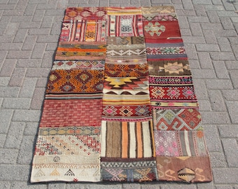 vintage patchwork tapijt tapijt, badkamer karpetten, tapijt, 3,5 X 5,9 ft, tapijten voor woonkamer, Tapis, kilim tapijten slaapkamer keuken eetkamer,