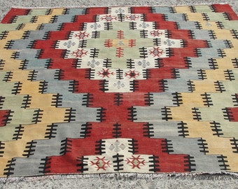 Square Kilim Rug, 6'2"x6'4" Ft, Decorative Home living Kilim Rug, Vintage Home Decor Design kilim, Kelim Teppich