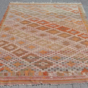 Multicolor Area kilim Rug, Kilim rug for diningroom, 6.7 x 8.3 ft, Vintage Turkish kilim rug, kelim teppich, tapis, wool kilim, rug runner,