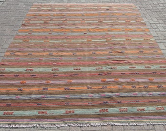 8x10 Square Large bohemian kilim Rugs - Rug for living room