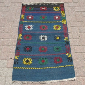 Vintage Kelim, Kelim Teppich, 2 x 4 m, Aztekenteppich, türkischer Kelim, Orientteppich,