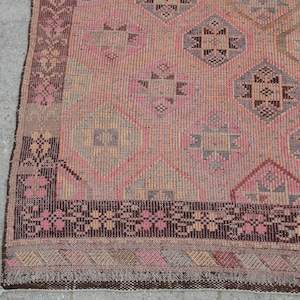 Floral design Large Turkish Kilim - Vintage kilim, kilim rug, 6 x 9.7 ft, bohemian kilim rug, large living room rug, bedroom rugs image 6