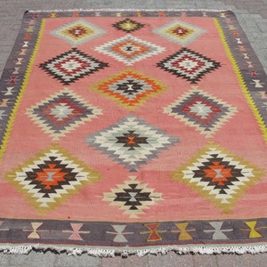 Vintage Turkish Area Kilim Rug - Turkish rug Kilim rugs - bohemian kilim rug - Rugs for living room
