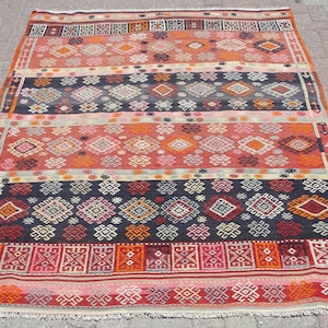 5x7 Turkish Large Kilim Rug, kilim rug for living room, 5.2 x 7 Ft, Vintage Kilim Rug, Area Kilim rug, Turkish Kilim, Kelim Teppich