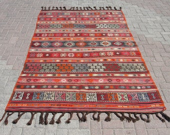 Area Kilim Rug, Kilim Rug, Rugs, 5 x 8 ft, bohemian kilim rug, kelim teppich, turkish kilim, red kilim, tapis, besroom rug, Floor rugs,