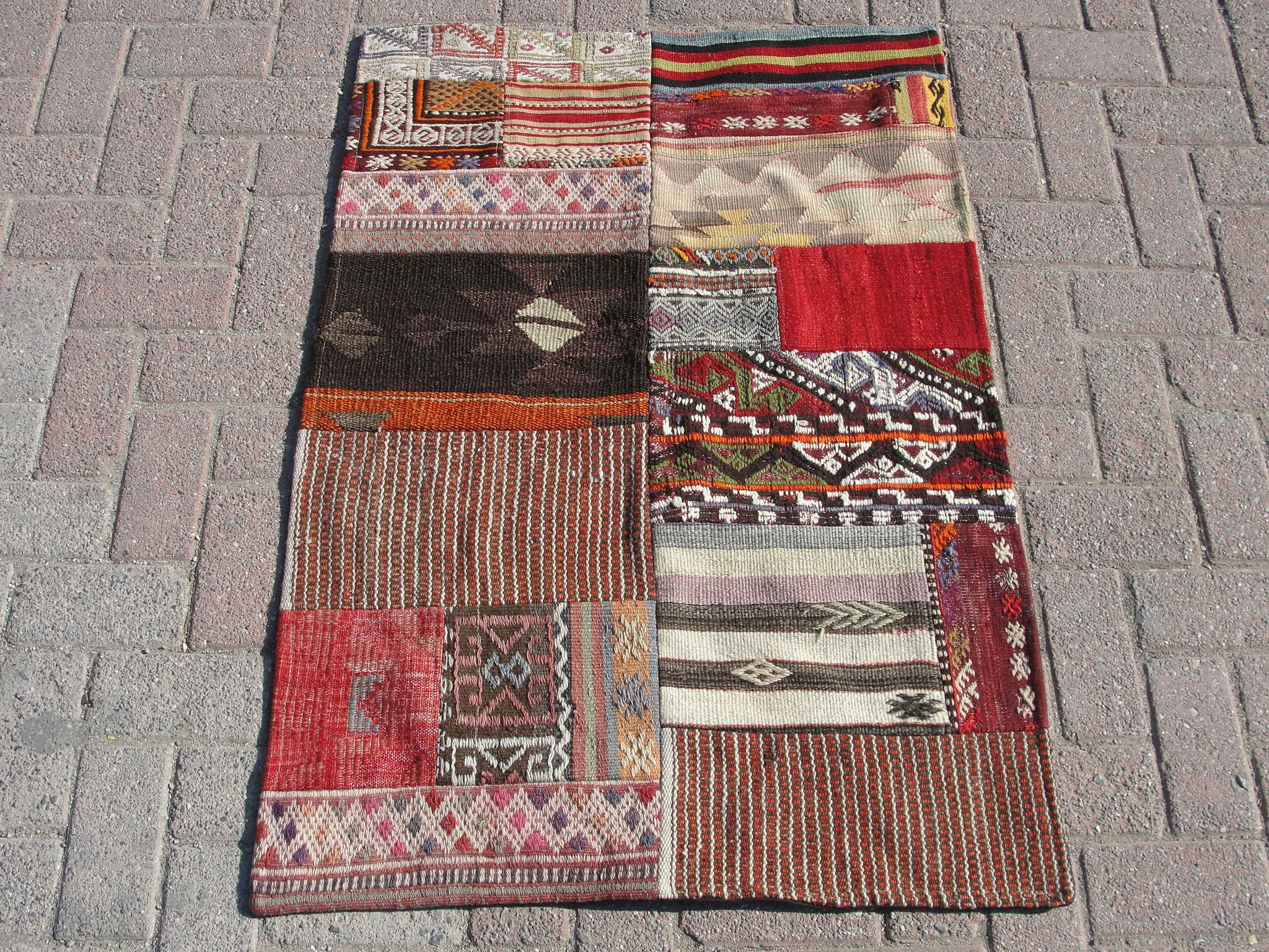 Decorative vintage Turkish patchwork rug