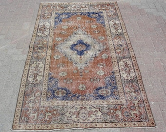 4x7 area Turkish rug, Vintage rug, Oushak rug, 4.2 x 7.3 ft ,Livingroom rug, kitchen rugs,