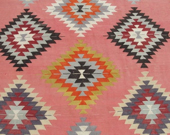 Vintage Turkish Area Kilim Rug - Turkish rug Kilim rugs - bohemian kilim rug - Rugs for living room