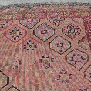 Floral design Large Turkish Kilim - Vintage kilim, kilim rug, 6 x 9.7 ft, bohemian kilim rug, large living room rug, bedroom rugs image 10
