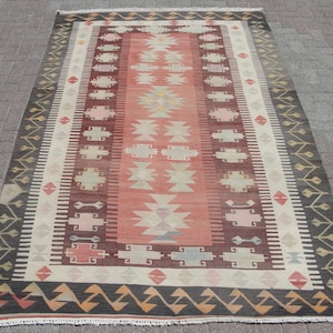 large Kilim Rug - bohemian rugs, 5.9 x 9.5 ft, area kilim, vintage kilim, Rugs for living room, Kelim teppich, Tapis,
