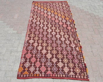 Turkish Red Runner Kilim rug, Kilim Rug, Vintage Rug, runner size rug , Corridor Rug, Bohemian Rug , corridor runner, 3.5 x 8.7 ft