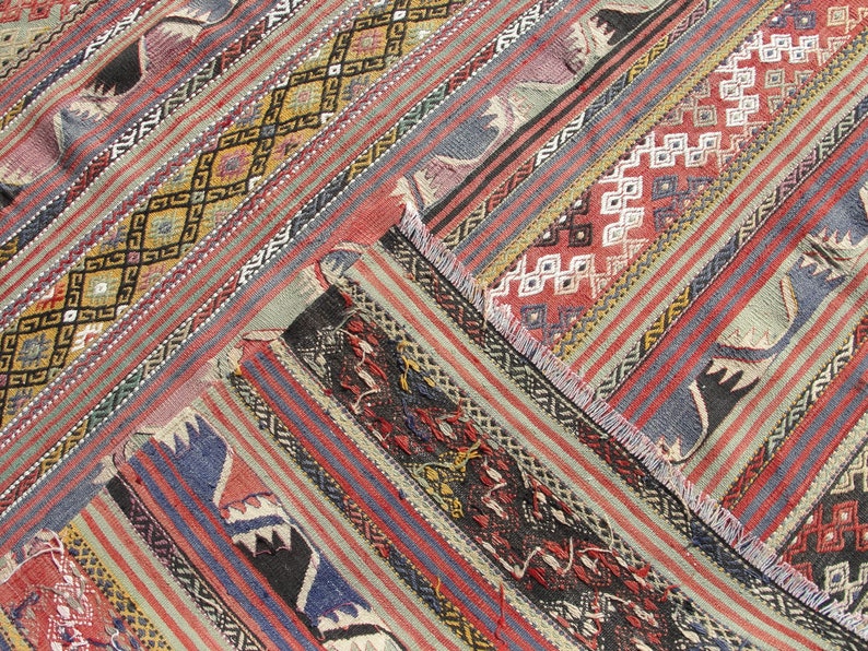 Rare Large Turkish kilim rug, Kelim Teppich, Tappeto, tapis, Area Rug, 5.4 x 7.11 ft, image 9