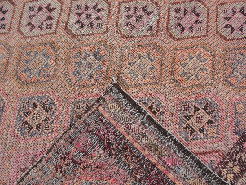 Floral design Large Turkish Kilim - Vintage kilim, kilim rug, 6 x 9.7 ft, bohemian kilim rug, large living room rug, bedroom rugs image 14