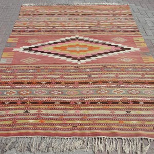 6x9 Bohemian Turkish Kilim Rug, area rug, 6.1 x 9.3 ft , kilim rug,Turkish kilim, vintage rug, Turkish rug, kilim rug,