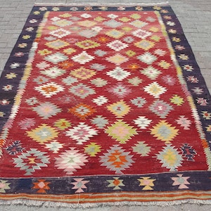 6x9 kilim Rug , Turkish kilim rug, Vintage Area Kilim rug, boho rug, 6 x 9.5 ft, kelim, rug for livingroom, tapis, rug, rug runner,