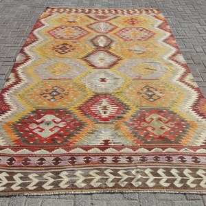 6x9 Kilim rug, kilim rug area, 6.3 x 9 ft, geometric kilim rug, kelim Teppich, rugs for living room, area carpets